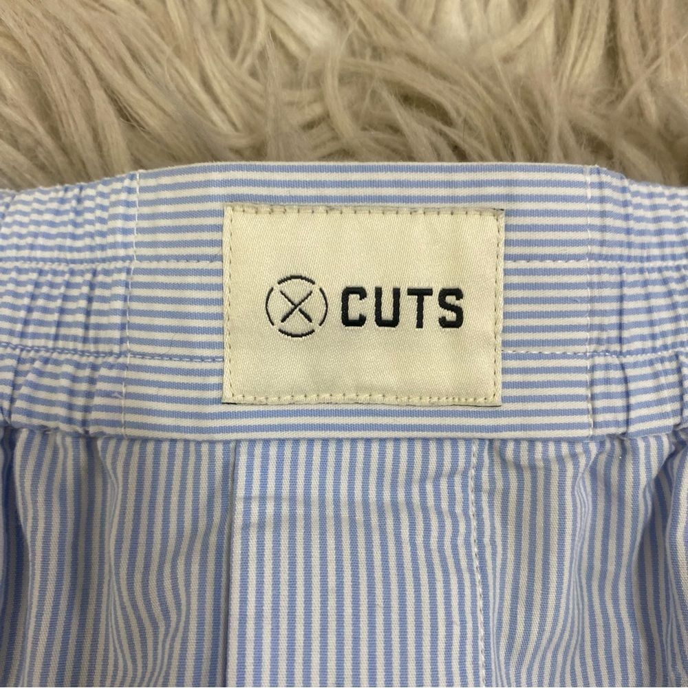 CUTS Blue White Striped Cotton Boxer Shorts - Picture 2 of 4